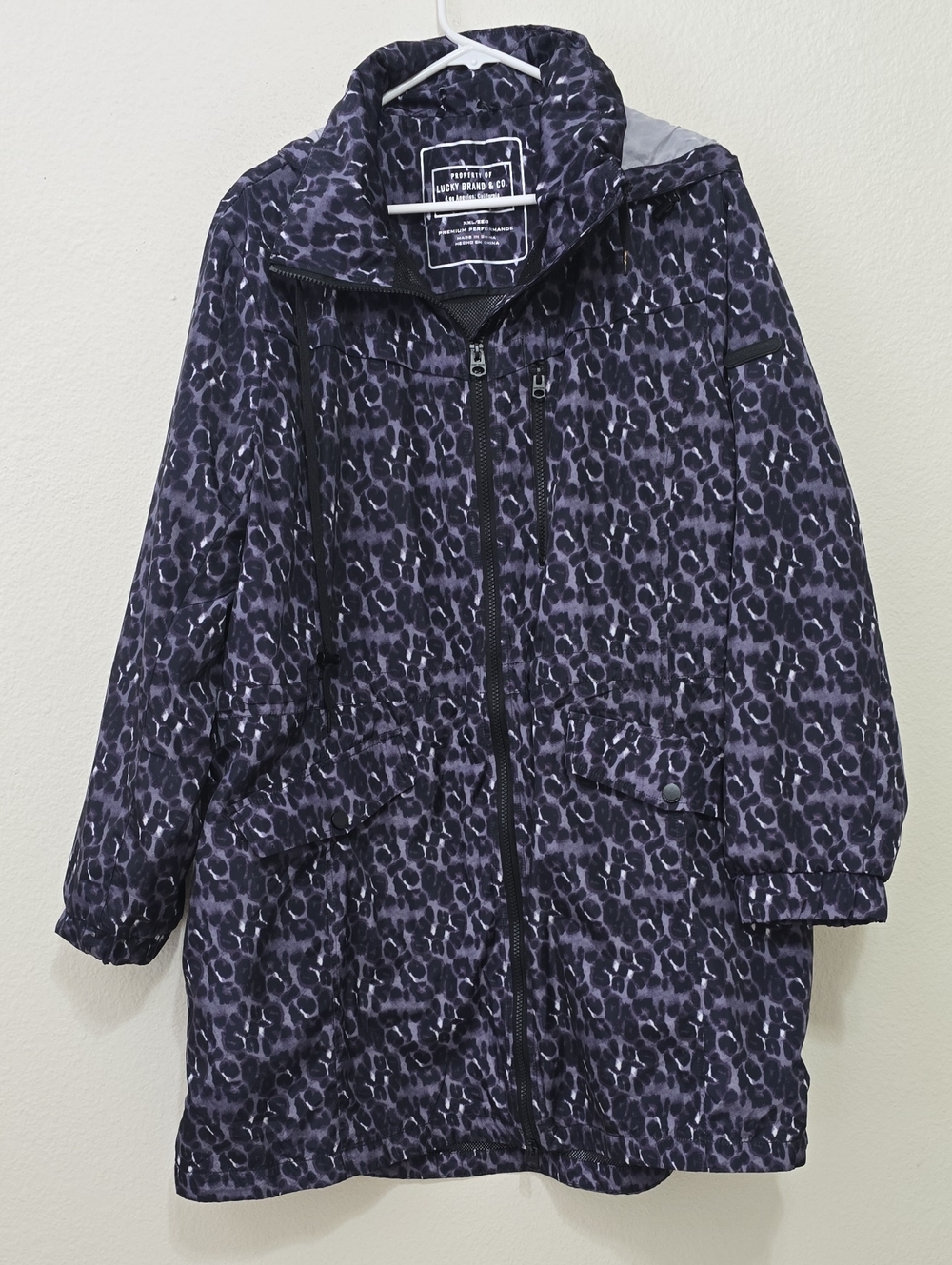 Lucky Brand Purple Leopard-Print Hooded Raincoat XXL